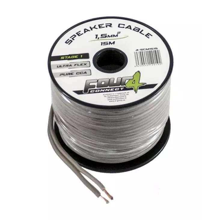 4-SCM1515 minikela 2x1,5mm2, 15m - Kaiutinjohdot ja virtakaapelit - 6430042120192 - 1