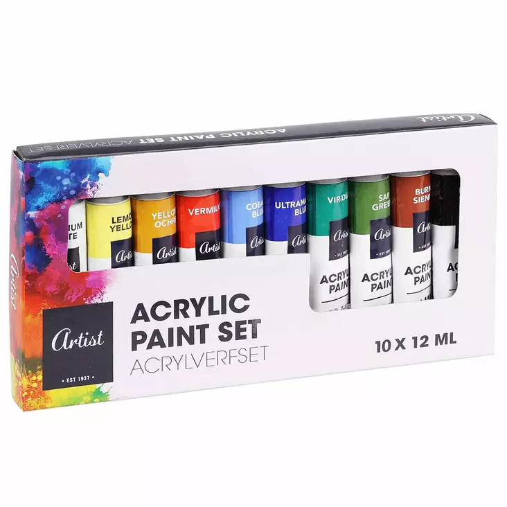 Akryyliväri setti 10x12ml - Värit, paletit ja maalit  - 8721037026062 - 1