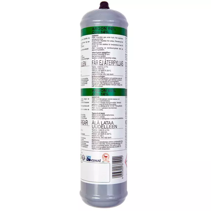 Kertakäyttöinen suojakaasu argon hiilidioksidi - Hitsauskaasut ja kaasumittarit - 8056300371922 - 1