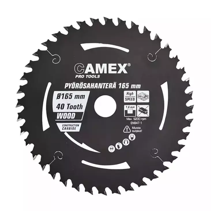 Pyörösahanterä pro 165x20 mm 40t akkupyörösahoille - Kuviosahanterät - 6438152037232 - 1