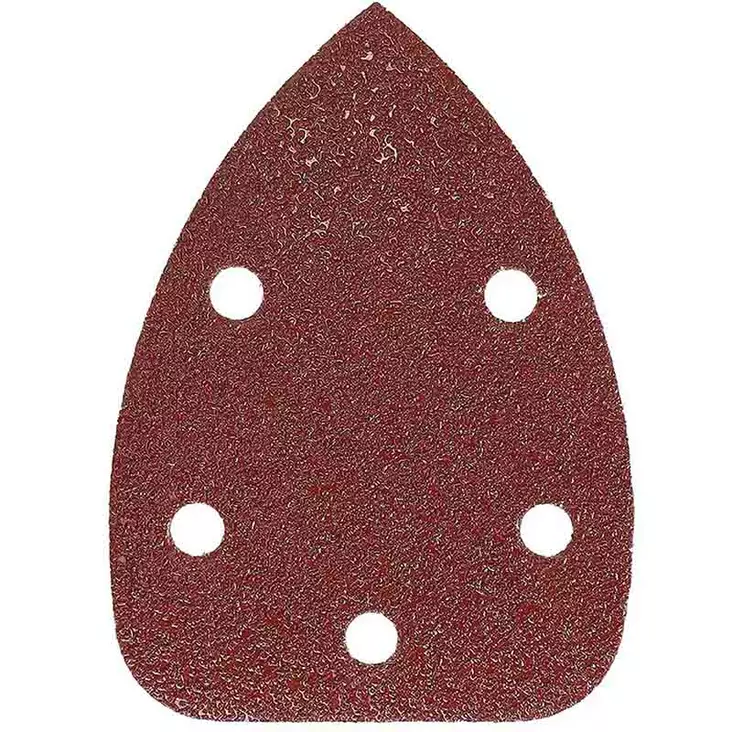 Mirka hiomakolmio 100x140x140mm p60 punainen, 5 pölynpoistoreikää näkyvissä edestä - Hiomapyöröt ja hiomakolmiot - 6416868673982 - 1