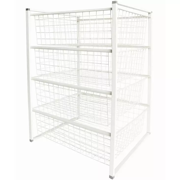 Korihylly neljällä korilla valkoinen - Vaatteiden huolto ja säilytys - 6405086011492 - 1