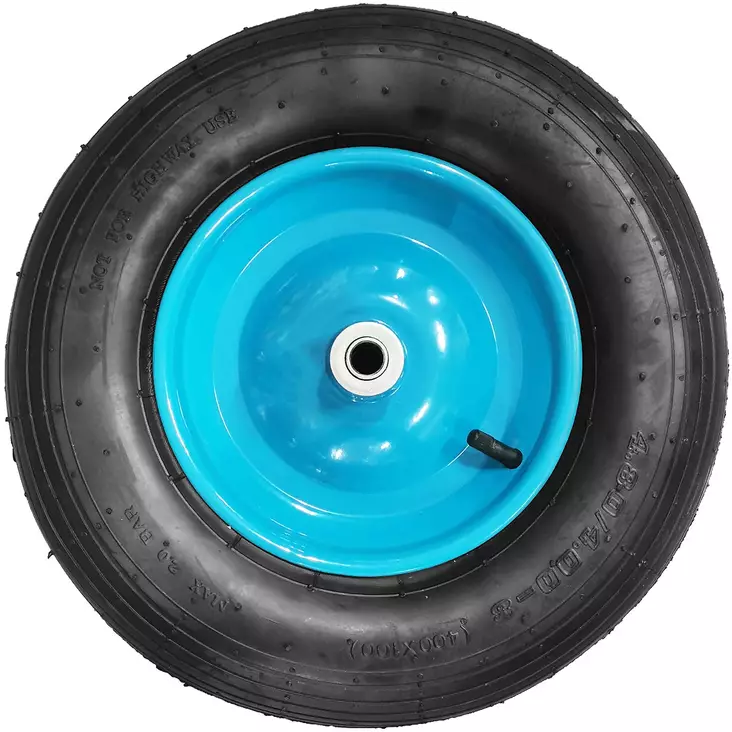 kottikärryn rengas 4.00-8 sininen metallivanne - Umpikumipyörät - 6419774005472 - 1