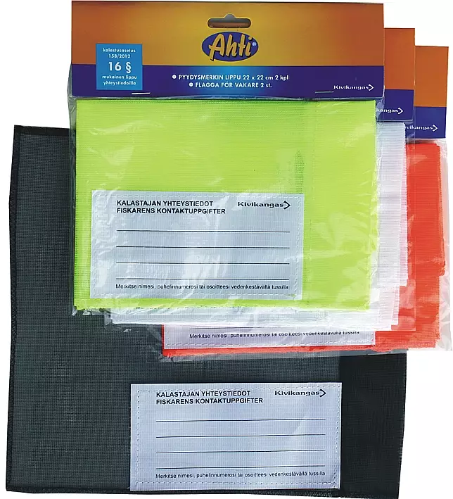 Lippu pyydysmerkkiin 2kpl 22x22cm - Kalaverkonmerkit - 6418252250472 - 1