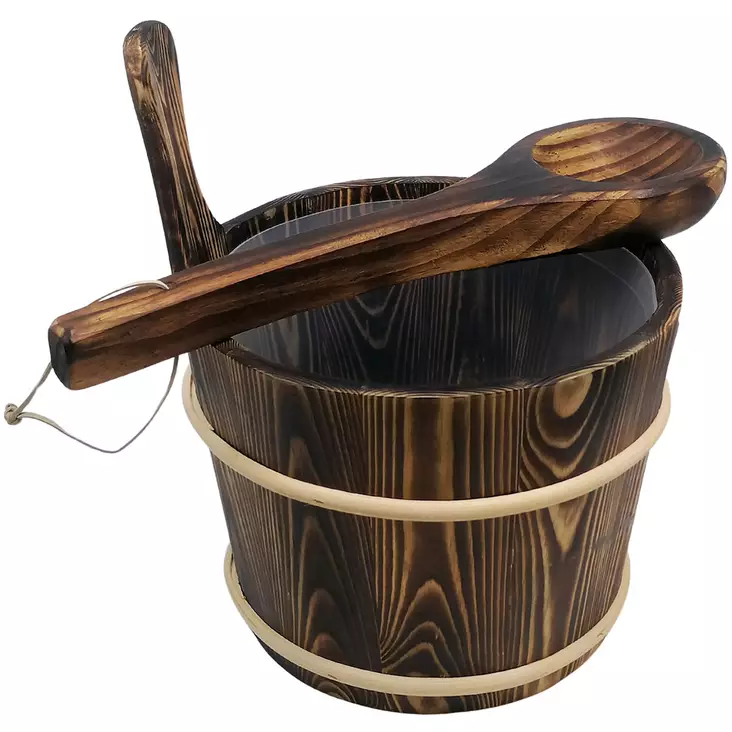 Löylykiulu ja kauha puuta - Saunakiulut, kauhat ja kiuaskivet - 6438168118512 - 1