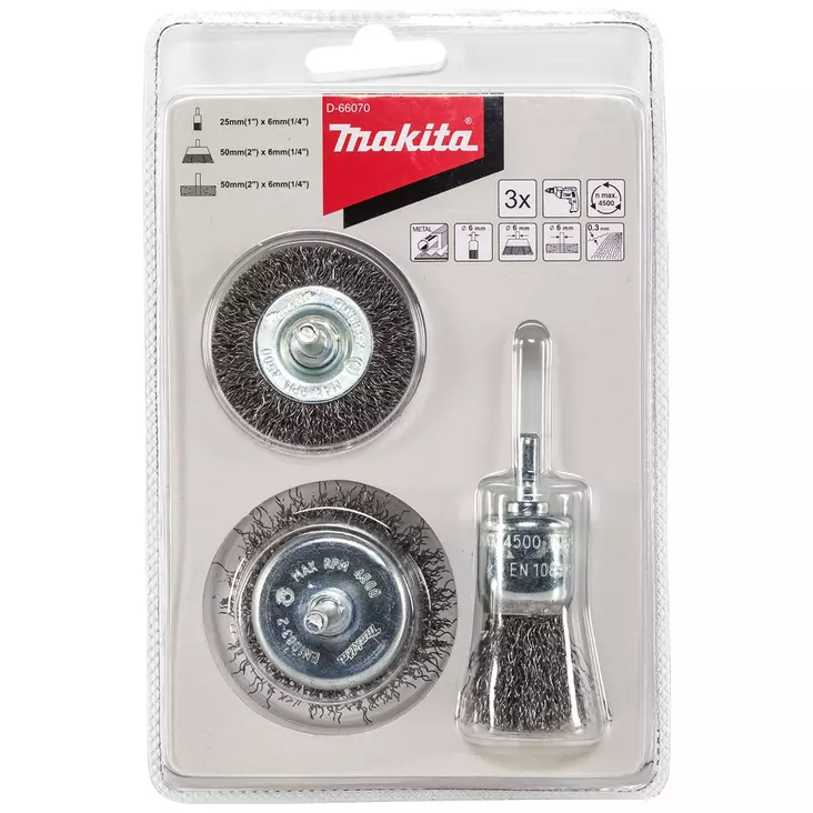 Makita teräsharjasarja 3 osainen - Porakoneen teräsharjat - 088381543262 - 1