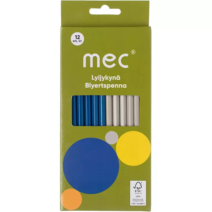Mec lyijykynät 12 kpl pakkaus, kumipäinen lyijykynä - Tussit, kynät ja kynäharpit - 6414505149852 - 1