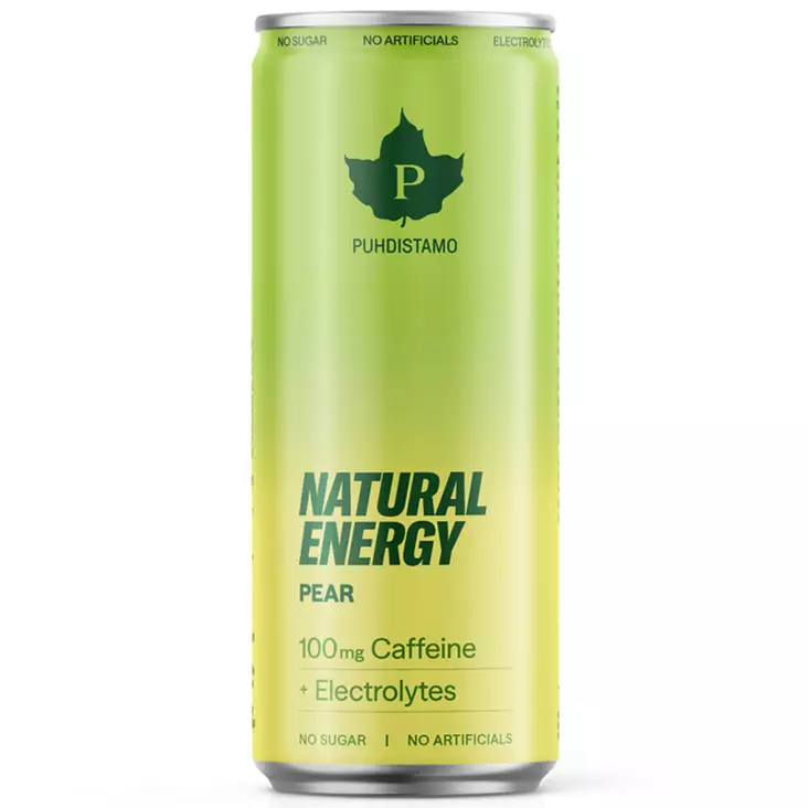 Puhdistamo natural energy drink pear 100mg kofeiinia - Energiajuomat - 6430028420452 - 1