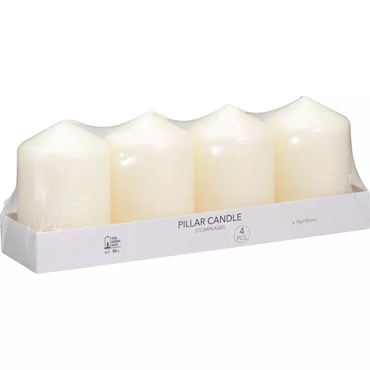 Pöytäkynttilä valkoinen 7x10 cm 4kpl pakkaus - Pöytäkynttilät - 8721037610742 - 1