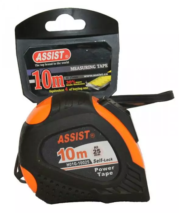 Rullamitta 10m 25mm oranssi Assist, hyvä metrimitta - Metrimitat ja avokelamitat - 6430013065262 - 1