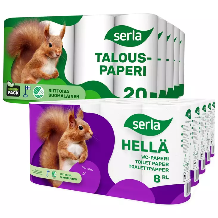 Serla jättikassi vessapaperia ja talouspaperia - WC-paperit ja talouspaperit - 6438471350432 - 1