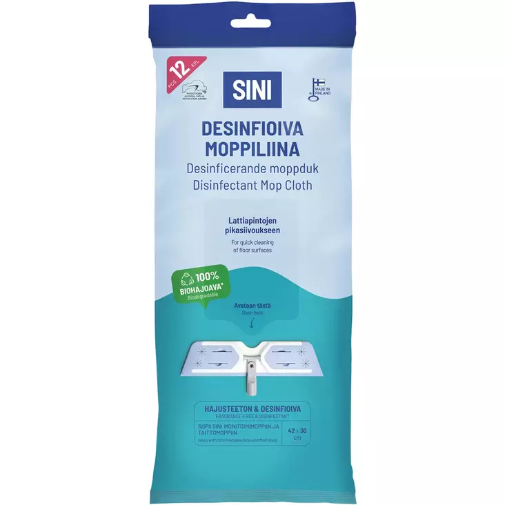 Sini desinfioiva moppiliina 12 kpl - Siivousmopit ja lattianpesuliinat - 6423800037672 - 1