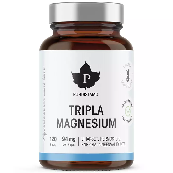 puhdistamo tripla magnesium 120 kapselia - Vitamiinit ja jauheet - 6430039221802 - 1