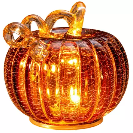 Finnlumor oranssi särölasi kurpitsa led valoilla - Koriste-esineet - 6410416588513 - 1