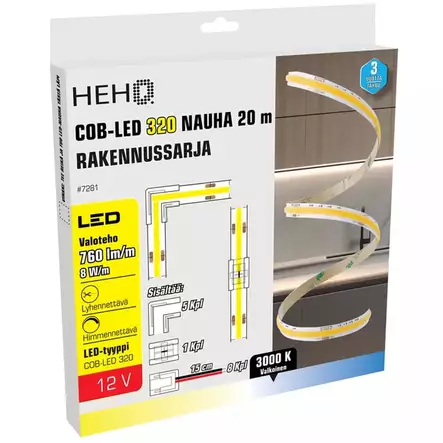 Hehq cob led 320 nauha 20m rakennussarja pitkä lednauha - Led-nauhat ja led-listat - 6438152072813 - 1