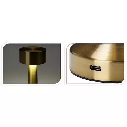 Led pöytävalaisin kultainen, ladattava usb - Pöytävalaisimet ja lukuvalot - 8721037584173 - 2