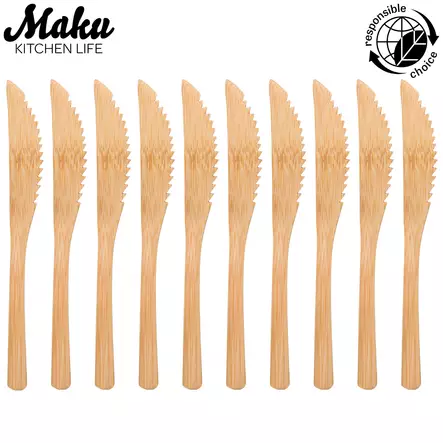 puuveitsi bambua 10kpl pakkaus - Kertakäyttöruokailuvälineet ja servetit - 6410413174443 - 1