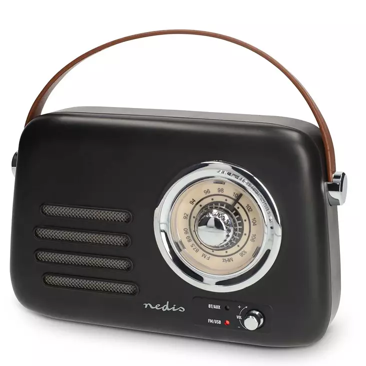 Nedis retro fm radio pu kahvalla pöydällä - Stereot ja kelloradiot - 5412810477043 - 1