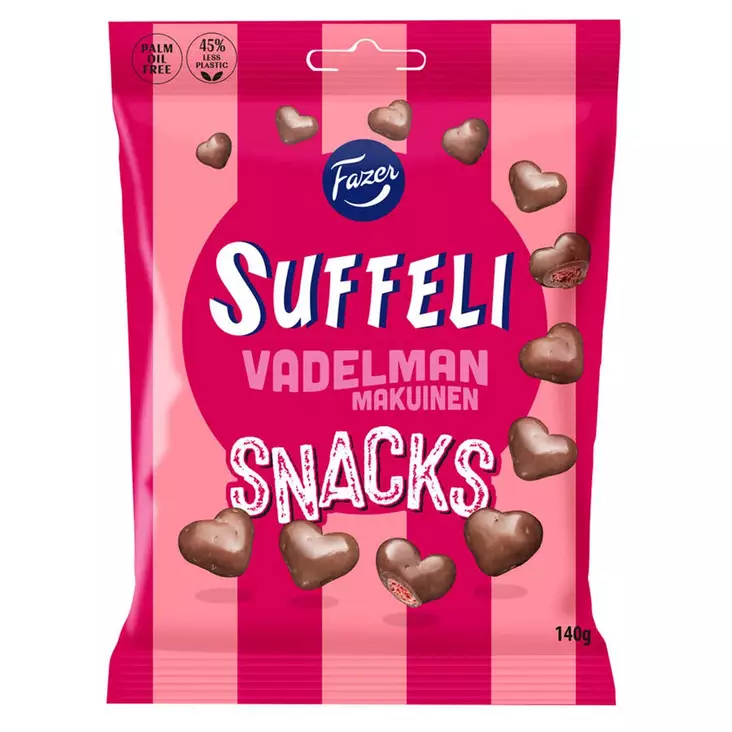 Fazer suffeli vadelmanmakuinen snacks 140g pussi - Karkkipussit - 6416453047273 - 1