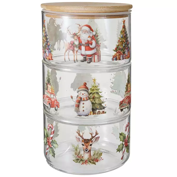 Säilytyspurkki xmas lasi 3 kerros - Jouluastiat - 8721461020773 - 1