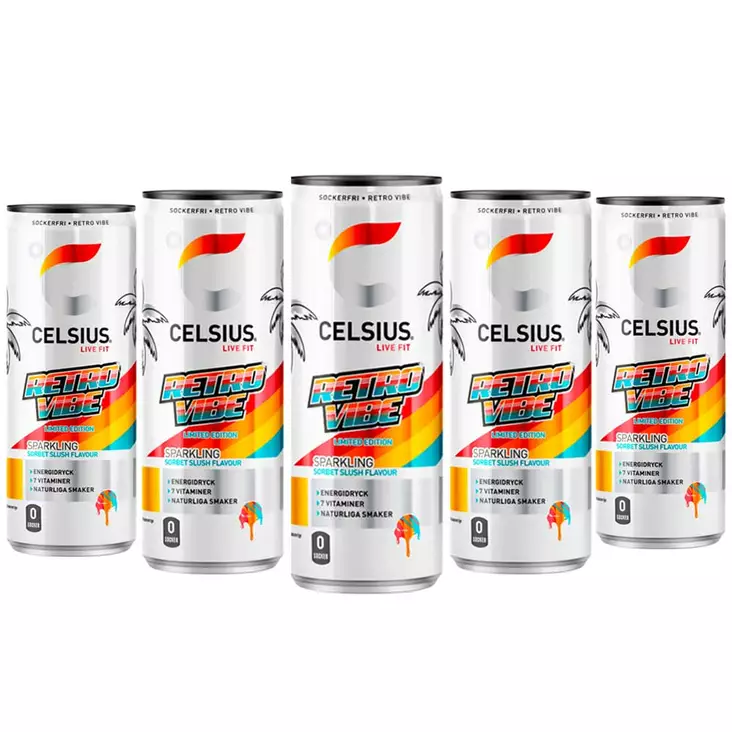 Celsius retro vibe sorbet slush energiajuoma 24 tölkin lava - Energiajuomat - 27350058336543 - 1