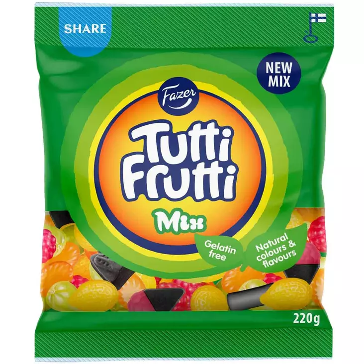 Fazer tutti frutti mix 220g karkkipussi - Karkkipussit - 6416453051423 - 1