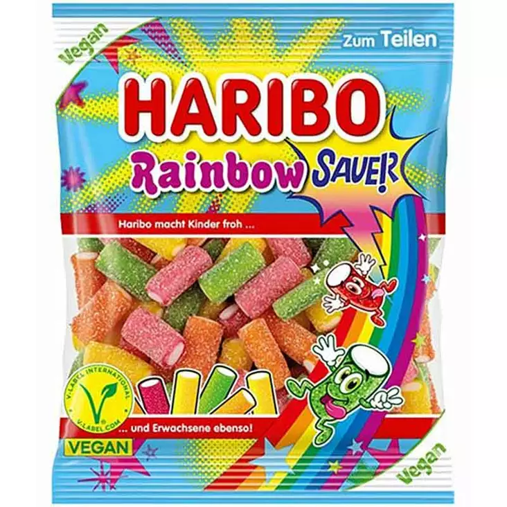 Haribo rainbow fizz kirpeät hedelmämakeiset 160 g - Karkkipussit - 4001686120163 - 1