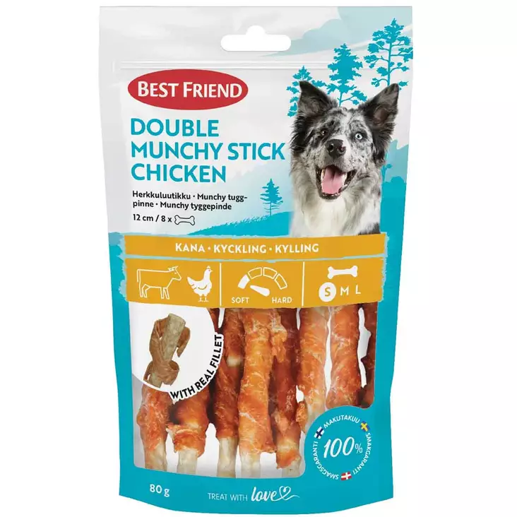 Best friend herkkuluutikku kana 12cm 8kpl 80g - Koiran puruluut, purutikut ja pururullat - 5700551173073 - 1