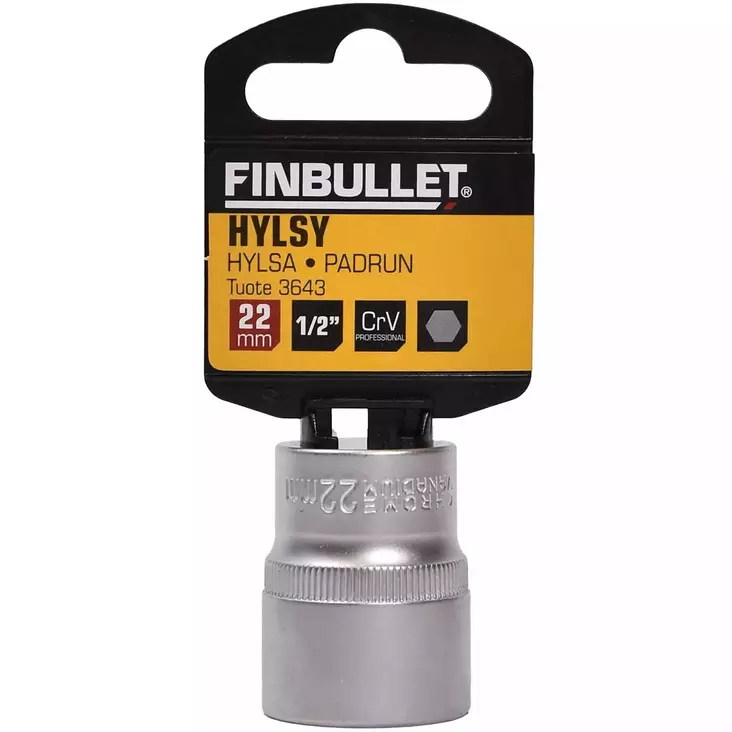 Finbullet 22 mm kromi vanadium hylsy - Hylsyt ja konehylsyt - 6438152036433 - 1