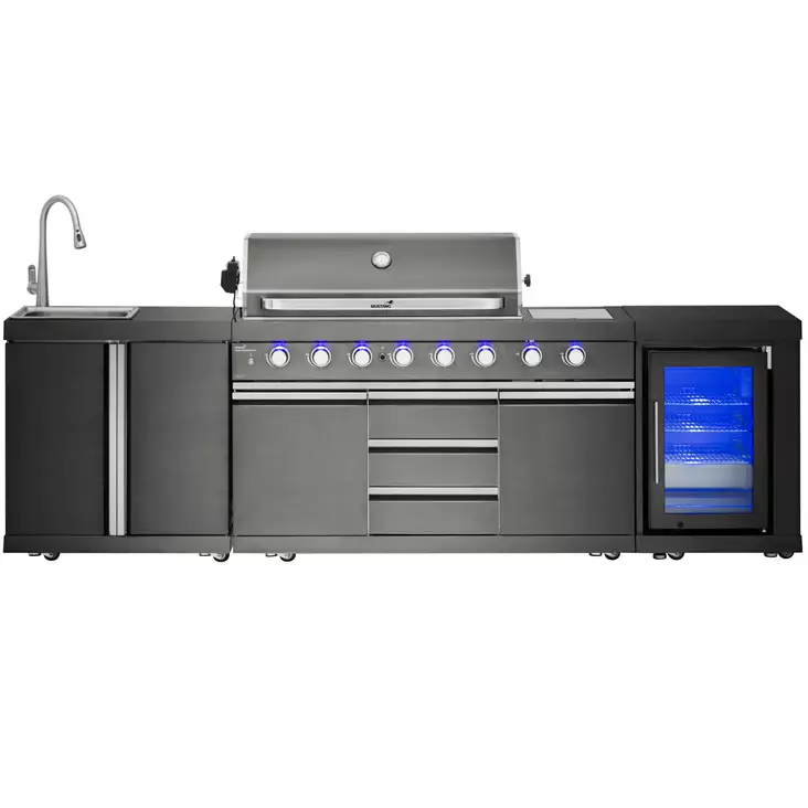 Mustang black diamond 6+2 kesäkeittiö jääkaapilla ja vesialtaalla - Keittiö - 6410416257143 - 1
