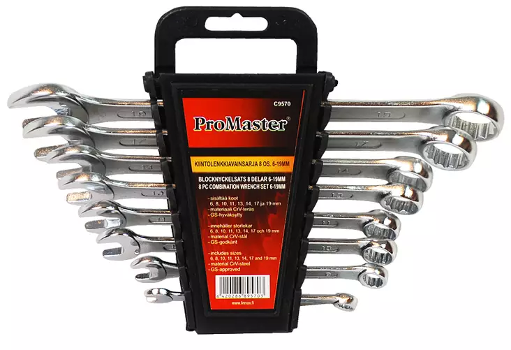 Kiintolenkkiavainsarja 8-os. 6-19mm - Kiintolenkkiavaimet ja räikkälenkit - 6420286895703 - 1