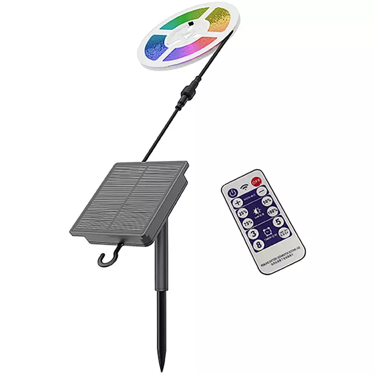 Aurinkokäyttöinen rgb led nauha 2m ulkokäyttöön - Aurinkokennovalaisimet - 6418536037423 - 1