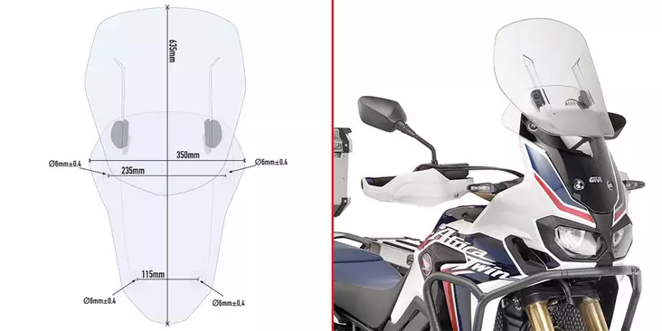 Moottoripyörän tuulisuojalevy Honda CRF1000L Africa Twin Givi - Moottoripyörän tuulisuojat ja visiirit - 8019606202673 - 2