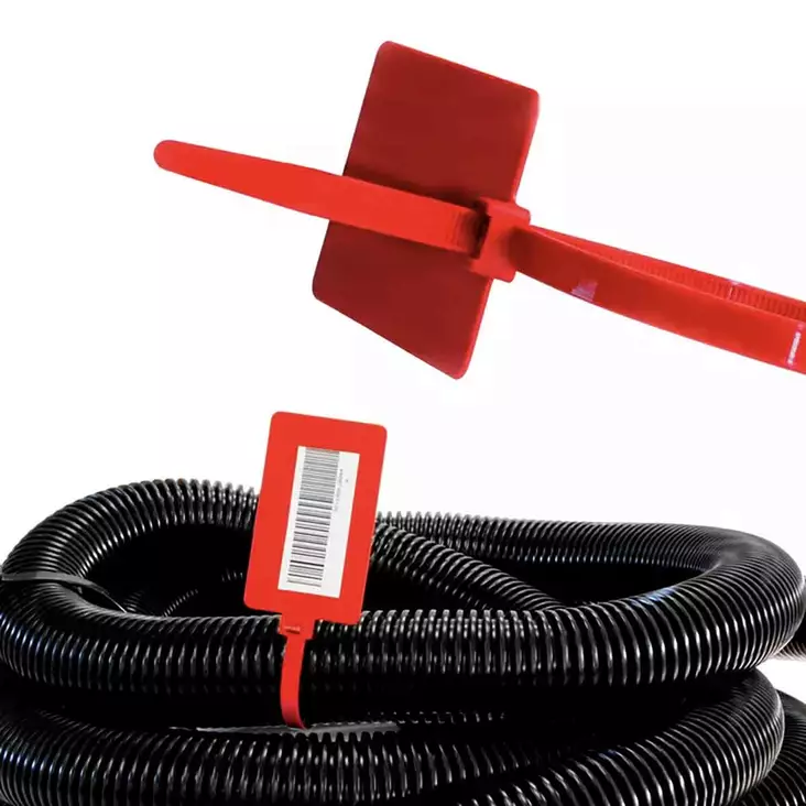 Punainen nippuside merkintäkilvellä 280x7,5 mm - Nippusiteet ja rst-nippusiteet - 8014748304643 - 1