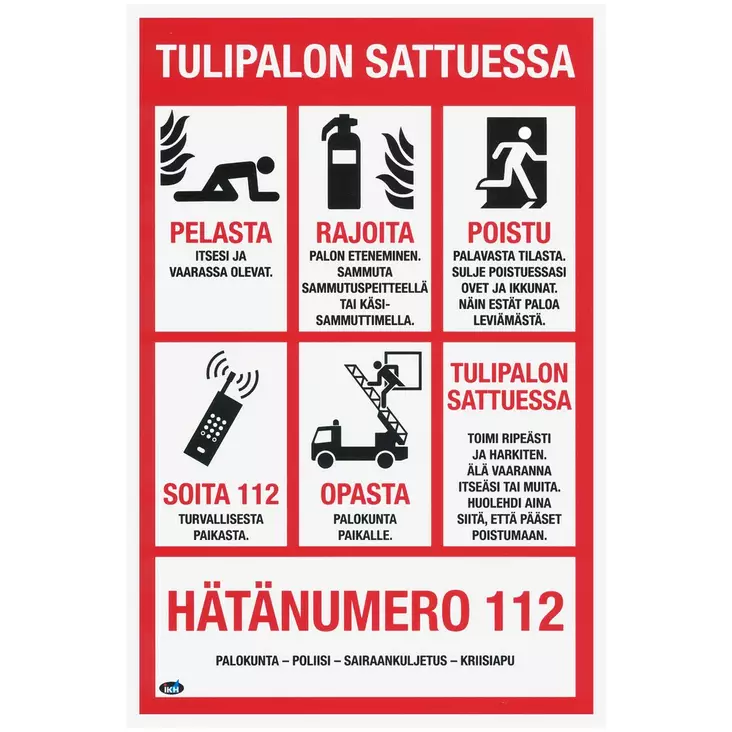 opaste tulipalon sattuessa - Opasteet ja varoituskyltit - 6430069093073 - 1