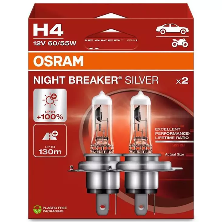 Osram night breaker silver h4 halogeenipolttimot 2 kpl - Halogeenipolttimot - 4062172387453 - 1