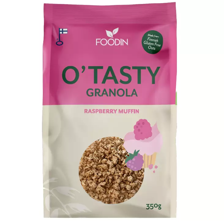 Foodin o'tasty granola raspberry muffin 350 g - Hyvinvointi - 6430048238853 - 1