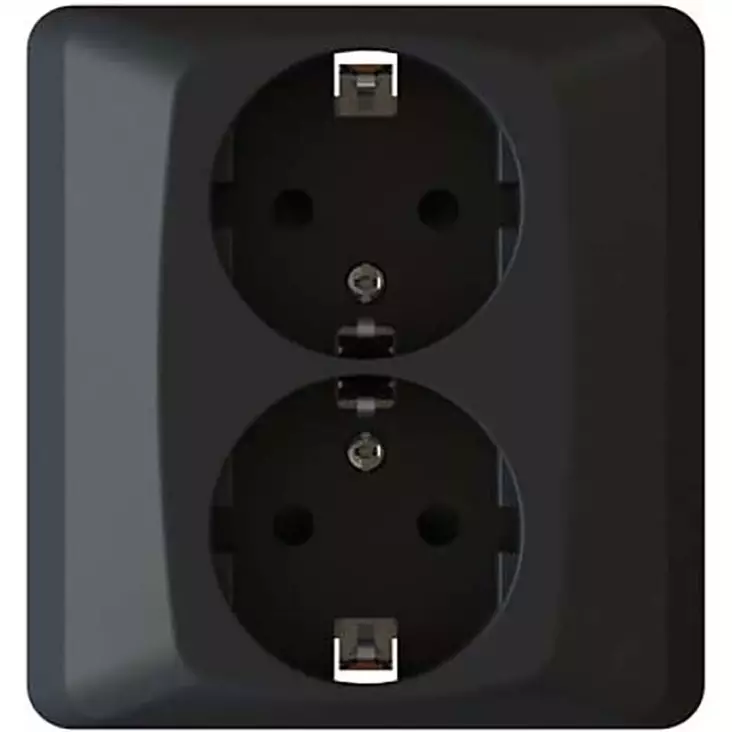 2-osainen upotettu pistorasia Hiili IP20 - Pistorasiat - 6438140197283 - 1