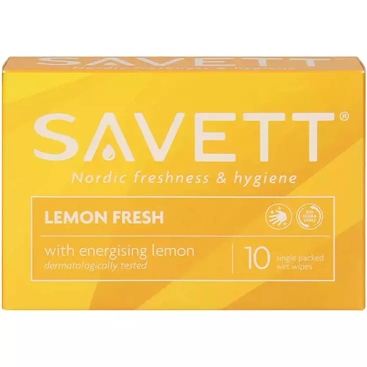 Yksittäispakattu savett lemon fresh kosteuspyyhe - Henkilökohtainen hygienia - 7310613094253 - 1