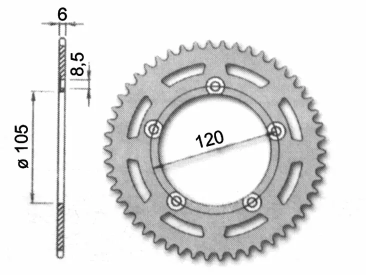 Takaratas 51T Aprilia RX50 98-05 - Mopon hammasrattaat - 6438131005153 - 2