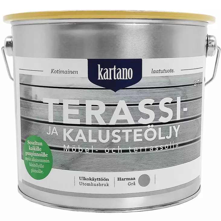 kartano terassi- ja kalusteöljy 2,7 litraa harmaa - Puuöljyt ja suoja-aineet - 6438168104423 - 1