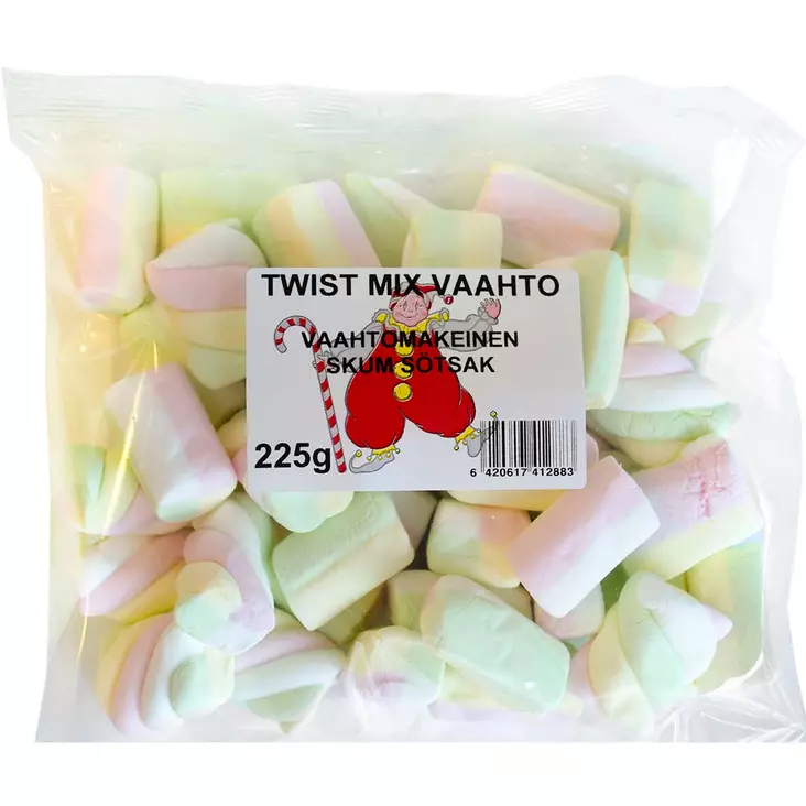 Twist mix vaahtokarkki 225 g - Karkkipussit - 6420617412883 - 1