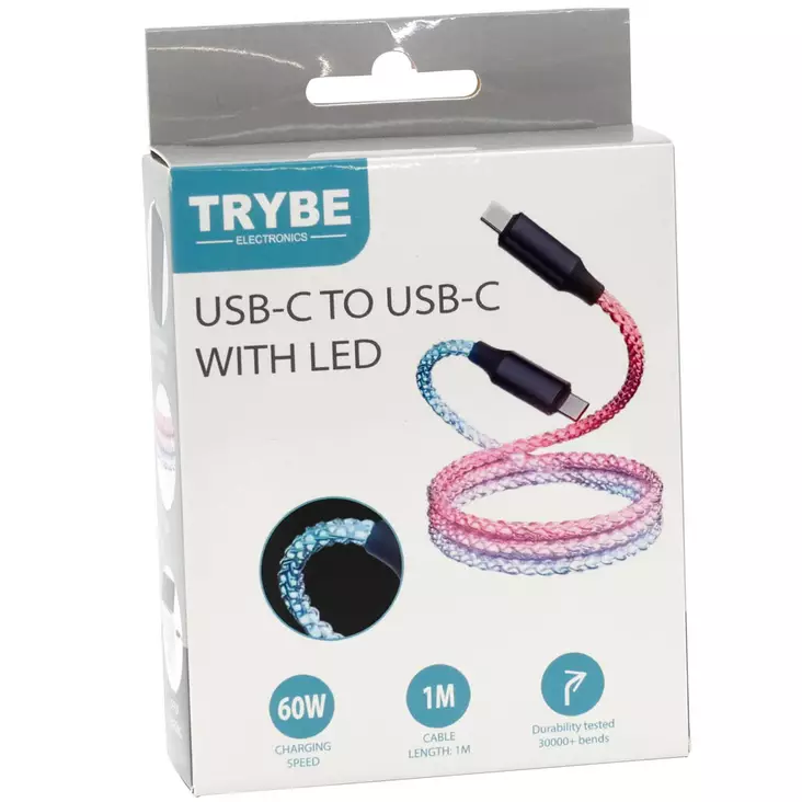 Usb c led latausjohto - Puhelimen laturit - 8721037914673 - 1