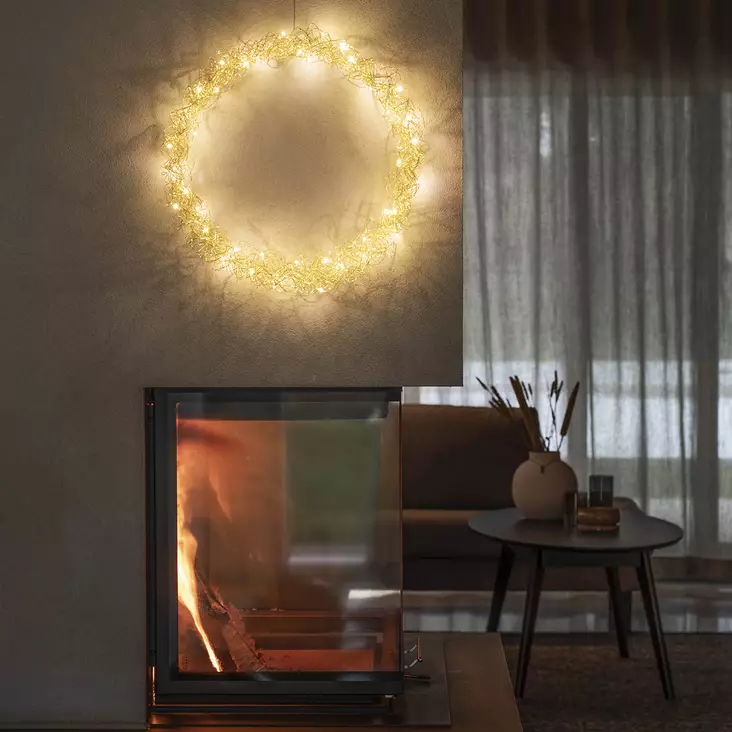 valokranssi led kulta 45cm koristekranssi - Valokoristeet - 7318307898033 - 1