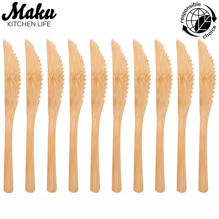 puuveitsi bambua 10kpl pakkaus - Kertakäyttöruokailuvälineet ja servetit  - 6410413174443 - 1