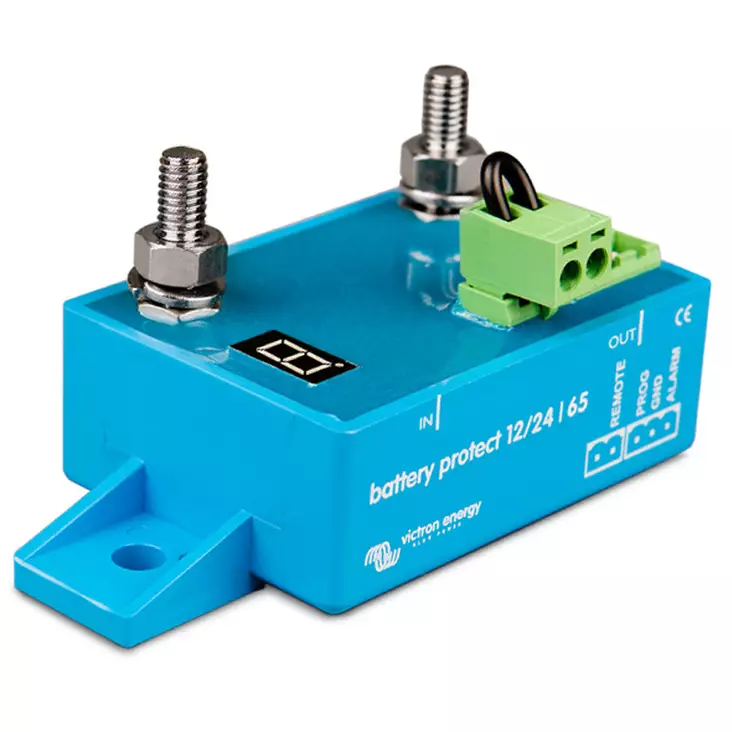 Victron batteryprotect bp 65 akkusuoja, 7 segmenttinäyttö ja m6 liitännät edestä kuvattuna - Aurinkopaneelin akut - 8719076034193 - 1