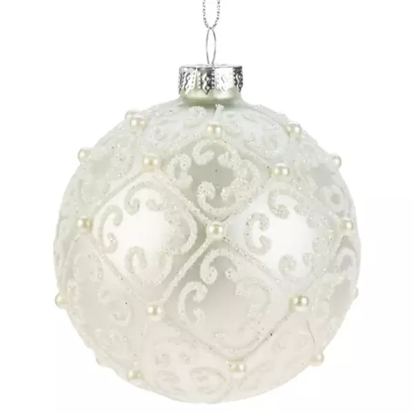 Valkoinen helmipallo joulukuusen koriste - Kuusenkoristeet - 6412740130093 - 1