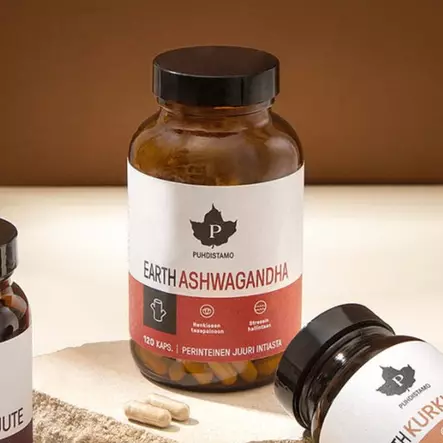 Puhdistamo earth ashwagandga stressinhallintaan ja keskittymiskykyyn - Vitamiinit ja jauheet - 6430039224674 - 2