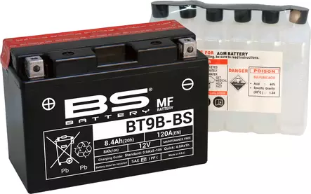 Moottoripyörän akku BS Battery BT9B-BS MF (cp) 3.0167A - Pienkoneakut 5-10Ah - 3661451001274 - 2