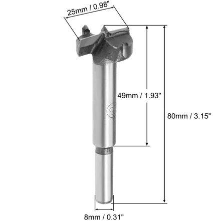 Puuporanterä 25mm mittakuva - Puuporanterät - 6438471020014 - 2